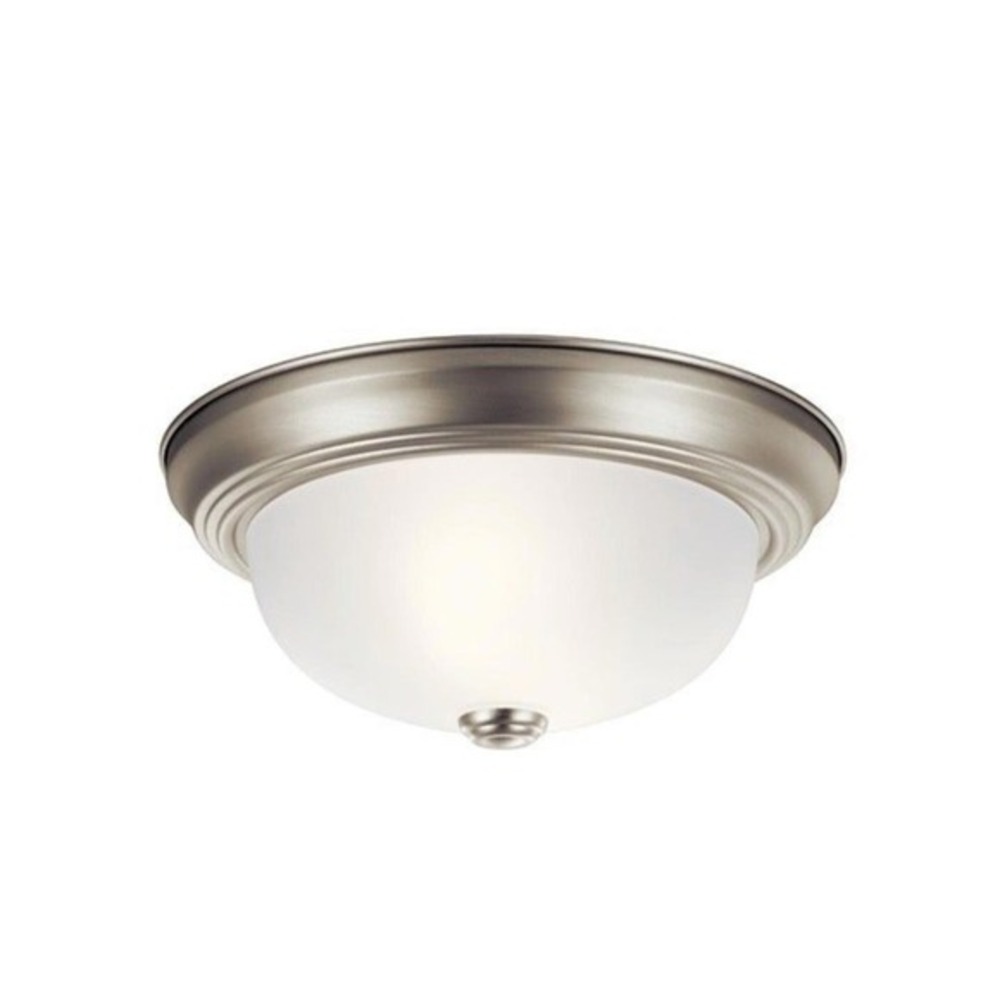 Kichler 11.25" 2-Light Flush Mount Ceiling Light Brushed‎ Nickel Seedy Glass NEW